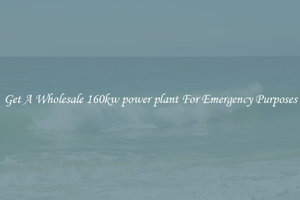 Get A Wholesale 160kw power plant For Emergency Purposes