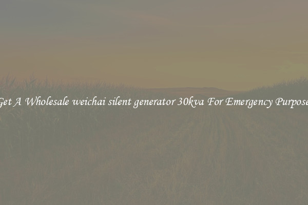 Get A Wholesale weichai silent generator 30kva For Emergency Purposes