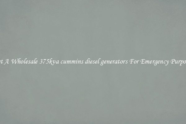 Get A Wholesale 375kva cummins diesel generators For Emergency Purposes