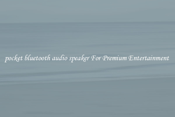 pocket bluetooth audio speaker For Premium Entertainment 